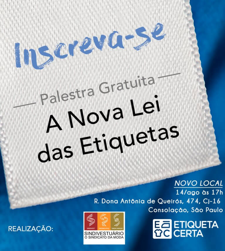 NOVO LOCAL – Palestra – A Nova Lei das Etiquetas