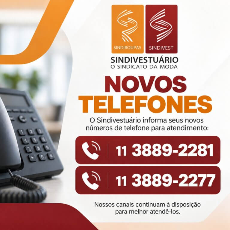 Novos telefones do Sindivestuário!